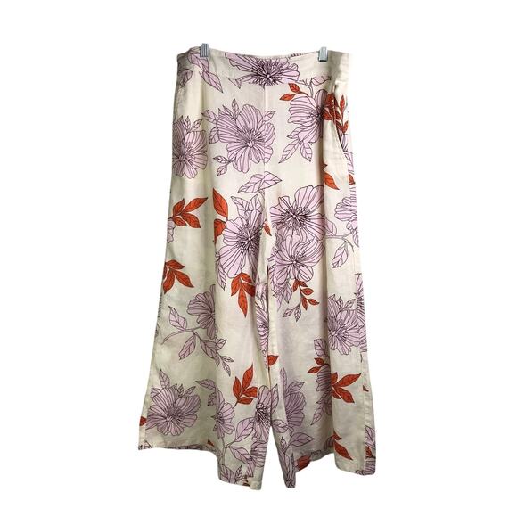 Rachel By‎ Rachel Roy Pants Womens Size Large Cream Floral Wide Leg - Picture 3 of 6